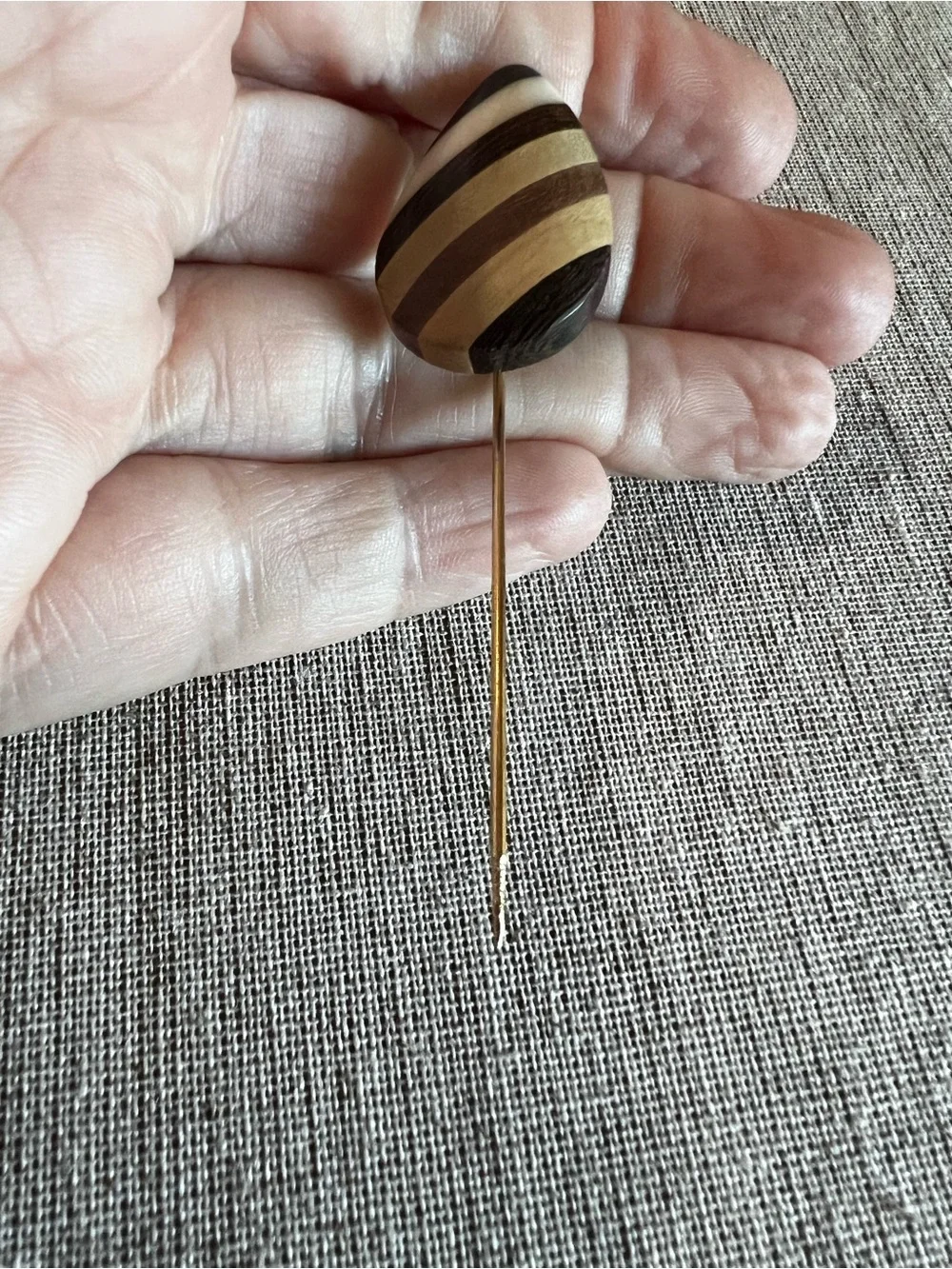 Vintage Wooden Stick Pin Marquetry Lapel Pin Western Cottage MCM Boho Priarie